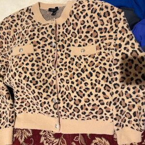 Ann Taylor Animal print cardigan with gold buttons